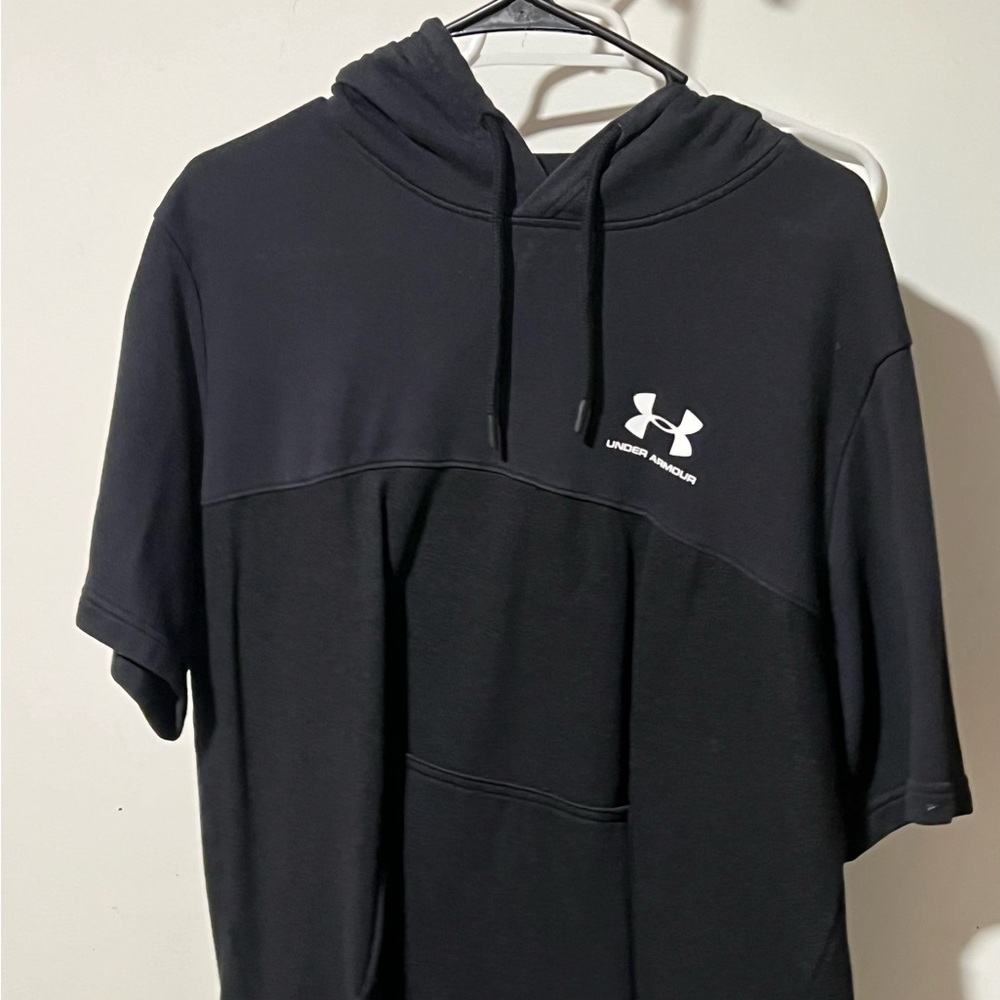 Under Armour Black Short Sleeve Hoodie with Logo